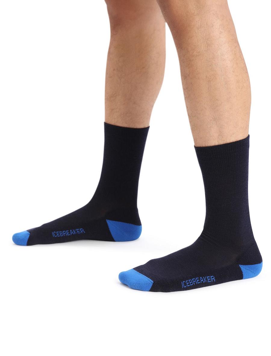 Men's Icebreaker Merino Lifestyle Light Crew Socks Midnight Navy / Lazurite | CA 1901MQZA